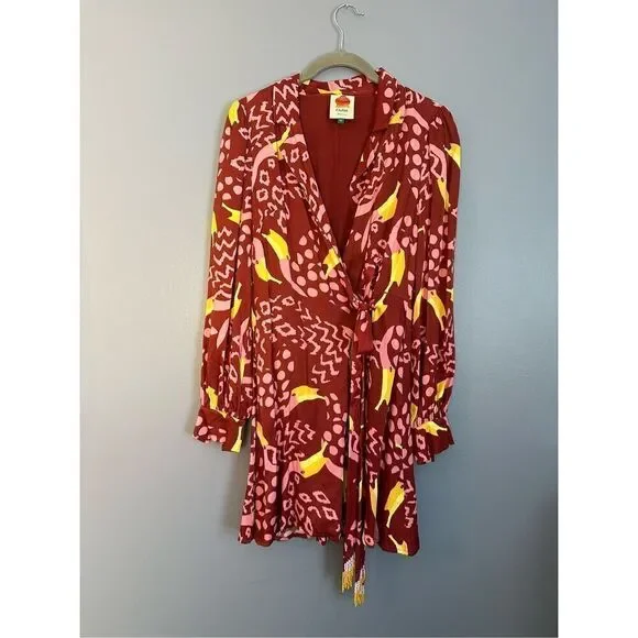 NWT - FARM Rio - Toucanissimo Long Sleeve Wrap Mini Dress - XS - Picture 5 of 7